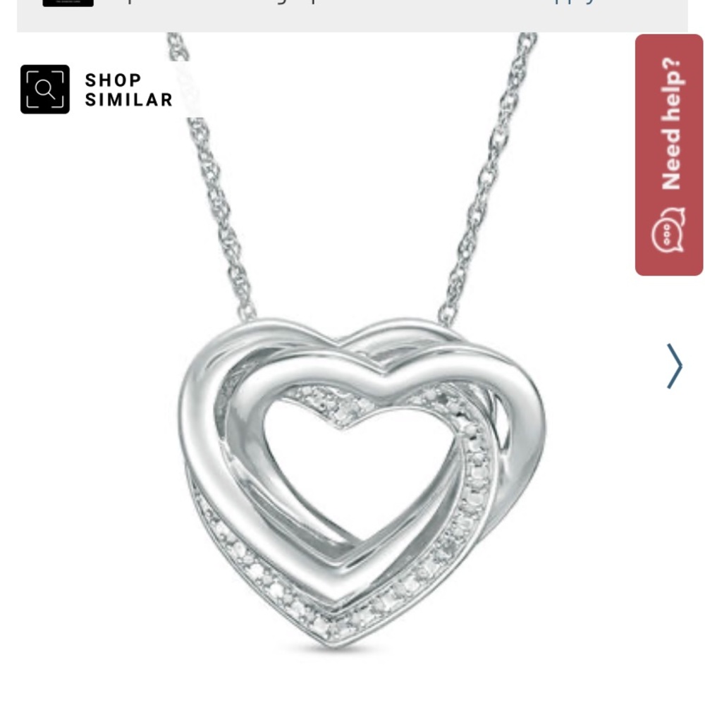 Diamond Three Hearts Necklace in Sterling Silver